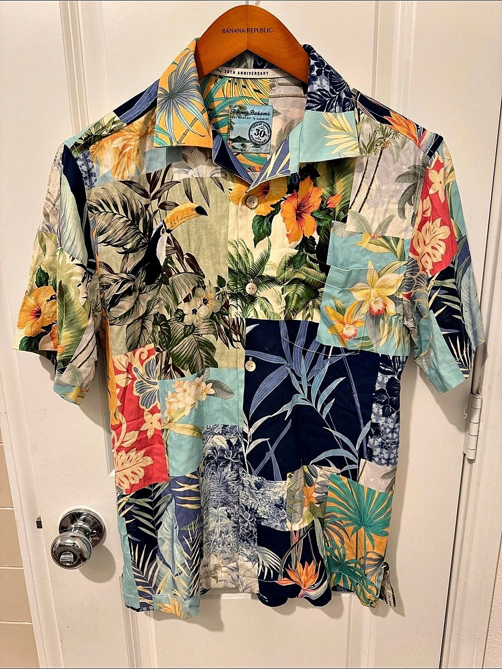 Tommy Bahama Patchwork in Paradise Silk Camp Shirt XS